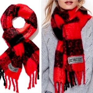 Victoria's Secret Bold Red and Black Scarf, Cozy Chic